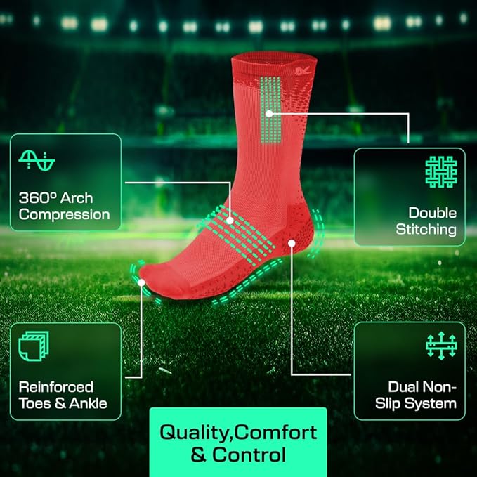 Lux Pro Cleat Performance Grip - Calf Sock - Red - Socks - Dawson Sports