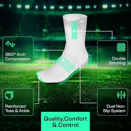 Lux Pro Cleat Performance Grip - Calf Sock - White - Socks - Dawson Sports