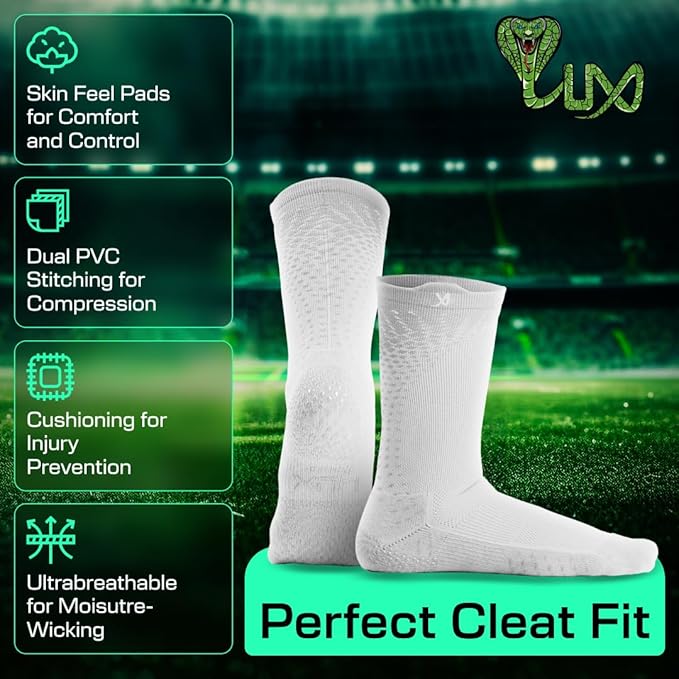Lux Pro Cleat Performance Grip - Calf Sock - White - Socks - Dawson Sports