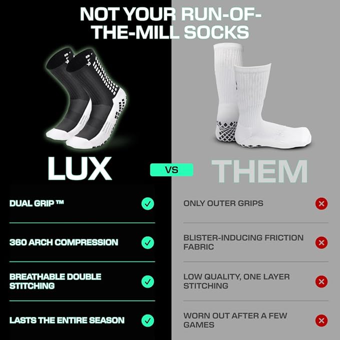 Lux Soccer Grip - Calf Sock - Black - Socks - Dawson Sports