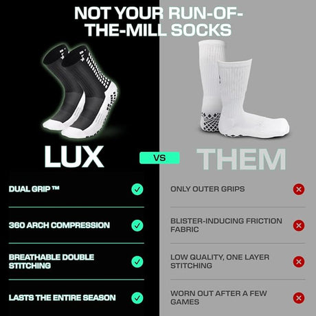Lux Soccer Grip - Calf Sock - Black - Socks - Dawson Sports