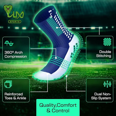 Lux Soccer Grip - Calf Sock - Blue - Socks - Dawson Sports