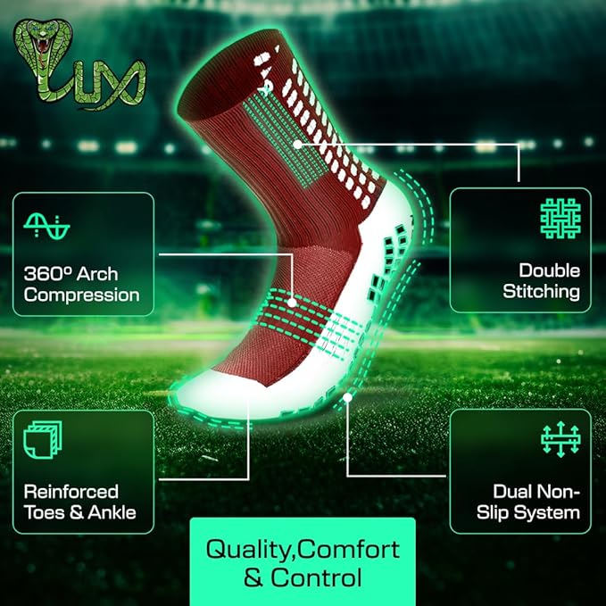 Lux Soccer Grip - Calf Sock - Red - Socks - Dawson Sports