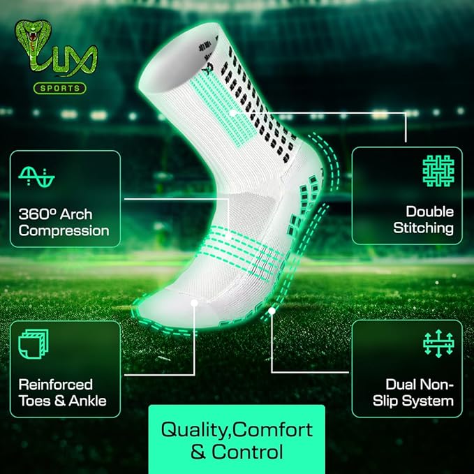 Lux Soccer Grip - Calf Sock - White - Socks - Dawson Sports