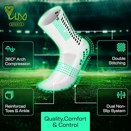 Lux Soccer Grip - Calf Sock - White - Socks - Dawson Sports