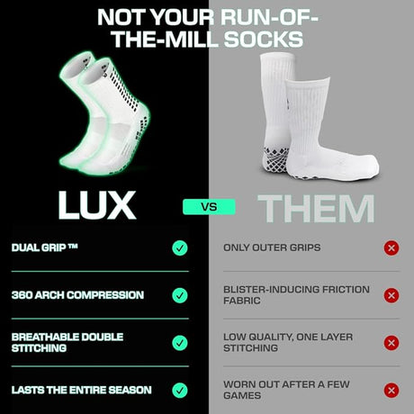 Lux Soccer Grip - Calf Sock - White - Socks - Dawson Sports