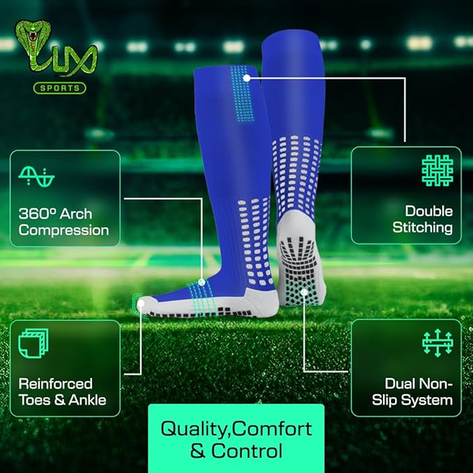 Lux Soccer Grip - Knee Sock - Blue - Socks - Dawson Sports