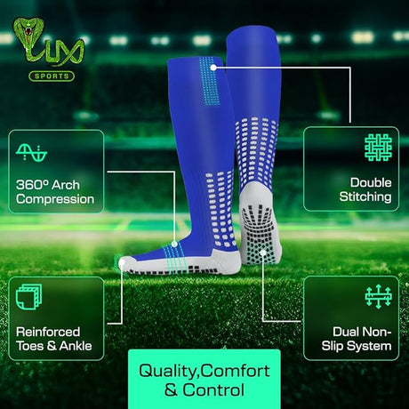 Lux Soccer Grip - Knee Sock - Blue - Socks - Dawson Sports