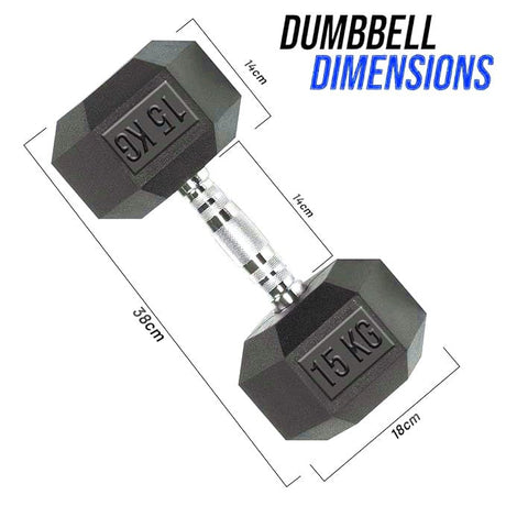 TP HEX Rubber Dumbbells (Pair) - Fitness - Dawson Sports
