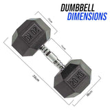 TP HEX Rubber Dumbbells (Pair) - Fitness - Dawson Sports