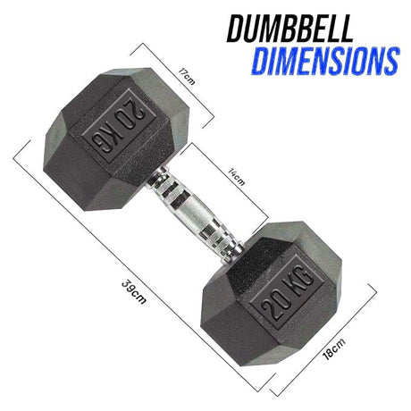 TP HEX Rubber Dumbbells (Pair) - Fitness - Dawson Sports