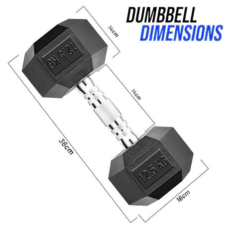 TP HEX Rubber Dumbbells (Pair) - Fitness - Dawson Sports