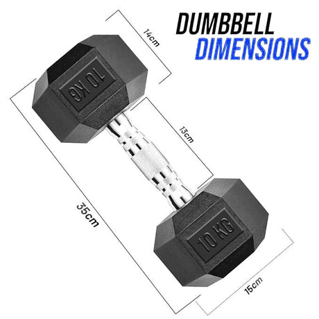 TP HEX Rubber Dumbbells (Pair) - Fitness - Dawson Sports