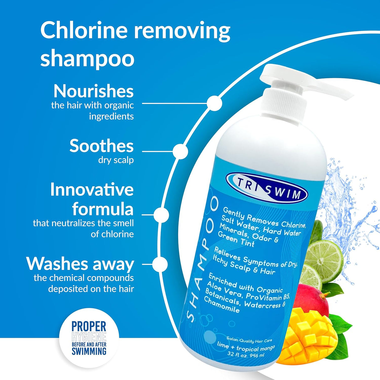 TRISWIM - HAIR SHAMPOO (Lime & Mango) 946ml - Body Wash - Dawson Sports
