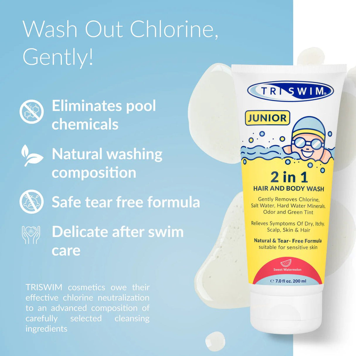 TRISWIM JUNIOR 2in1 - (Sweet Watermelon) 200ml - HAIR AND BODY CARE - Dawson Sports