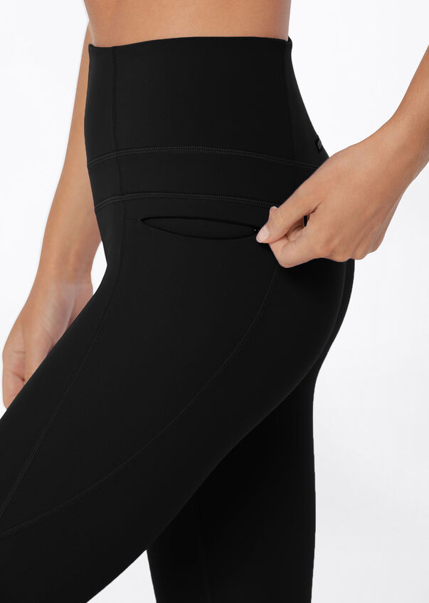 Stomach Support Zip Phone Pocket Ankle Biter Leggings, Aqua Buzz