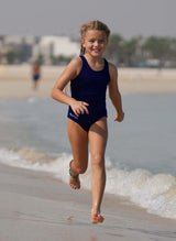 Girls Performance Racer Back Swimsuit – Navy - Swimming - Dawson Sports
