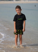 Kids Rashguard Sun Protectant T-Shirt - Black/Green - Swimming - Dawson Sports