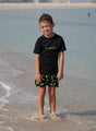 Kids Rashguard Sun Protectant T-Shirt - Black/Green - Swimming - Dawson Sports