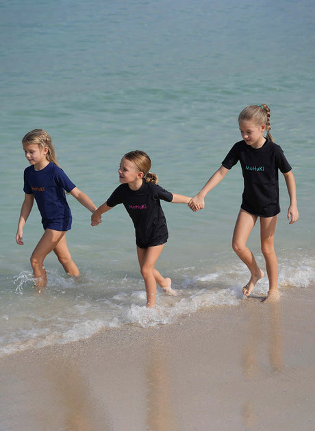 Kids Rashguard Sun Protectant T-Shirt - Black/Green - Swimming - Dawson Sports