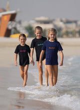 Kids Rashguard Sun Protectant T-Shirt - Black/Pink - Swimming - Dawson Sports