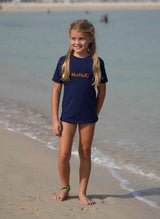 Kids Rashguard Sun Protectant T-Shirt - Navy/Orange - Swimming - Dawson Sports
