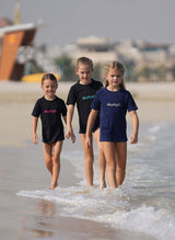 Kids Rashguard Sun Protectant T-Shirt - Navy/White - Swimming - Dawson Sports
