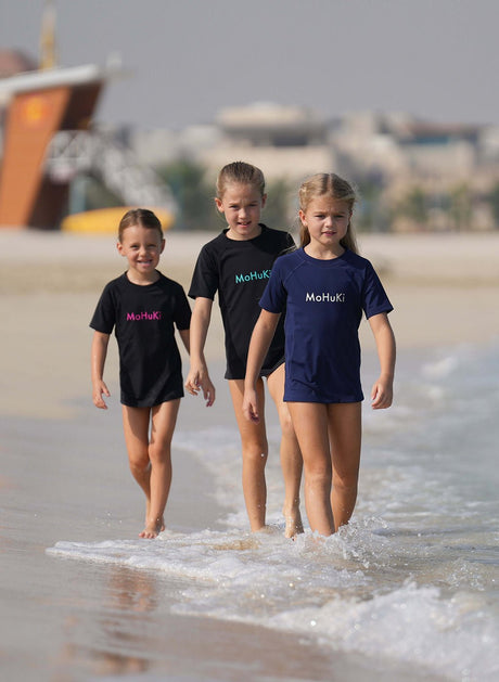 Kids Rashguard Sun Protectant T-Shirt - Navy/White - Swimming - Dawson Sports