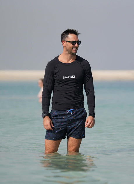 Mens Rashguard Sun Protectant Long Sleeve – Black - Swimming - Dawson Sports