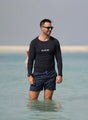 Mens Rashguard Sun Protectant Long Sleeve – Black - Swimming - Dawson Sports