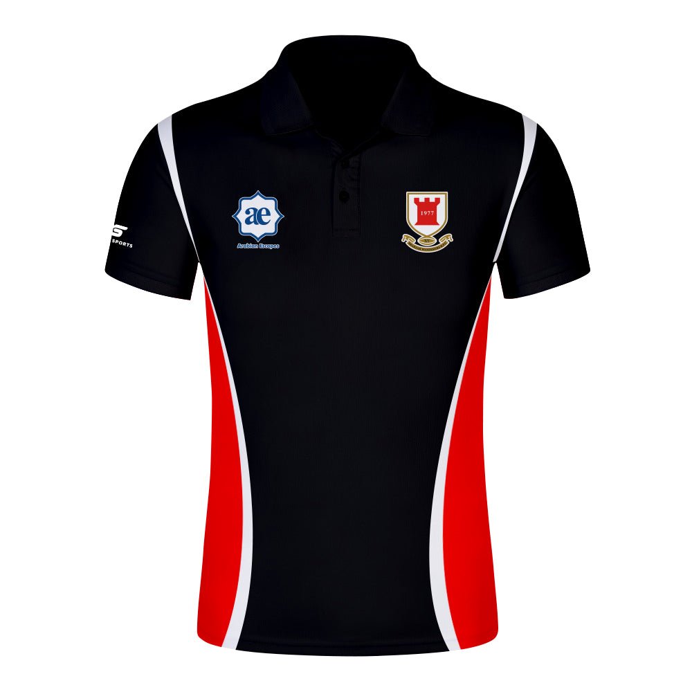 Black red panel custom polo shirt bespoke sportswear UAE - Polo Shirts - Bespoke Apparel - Dawson Sports