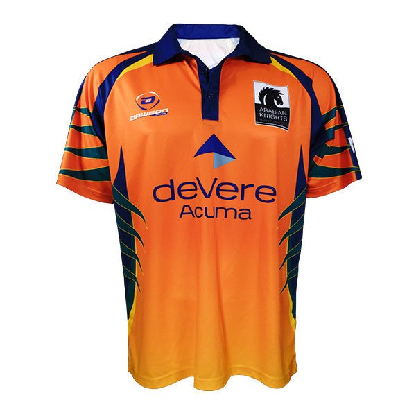 Orange custom club polo shirt with team badge UAE - Polo Shirts - Bespoke Apparel - Dawson Sports