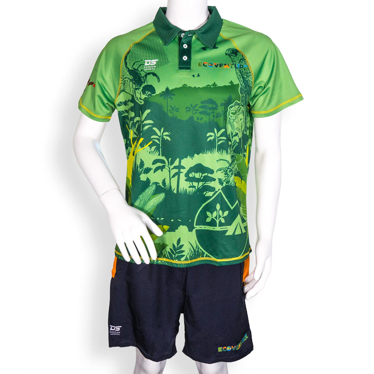Green custom polo shirt and shorts uniform set UAE - Polo Shirts - Bespoke Apparel - Dawson Sports